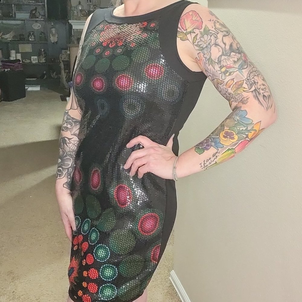 Multicolor Geometric Mini Sequin Dress Size Medium/Large
